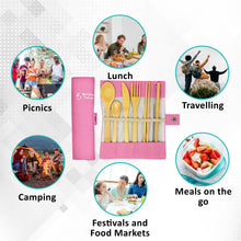 Charger l'image dans la galerie, Bmbu ToGo Bamboo Cutlery Set | Bamboo Travel Utensils | Reusable Cutlery Set | Pink Pouch
