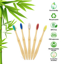 Charger l'image dans la galerie, Bmbu ToGo Bamboo Toothbrushes | 5 Pack with Bamboo Cotton Buds & Dental Floss Gift