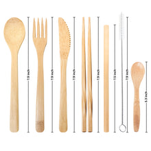 Load image into Gallery viewer, Bmbu ToGo Bamboo Cutlery Set | Bamboo Travel Utensils | Reusable Cutlery Set | Black Pouch
