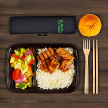 Load image into Gallery viewer, Bmbu ToGo Bamboo Cutlery Set | Bamboo Travel Utensils | Reusable Cutlery Set | Black Pouch
